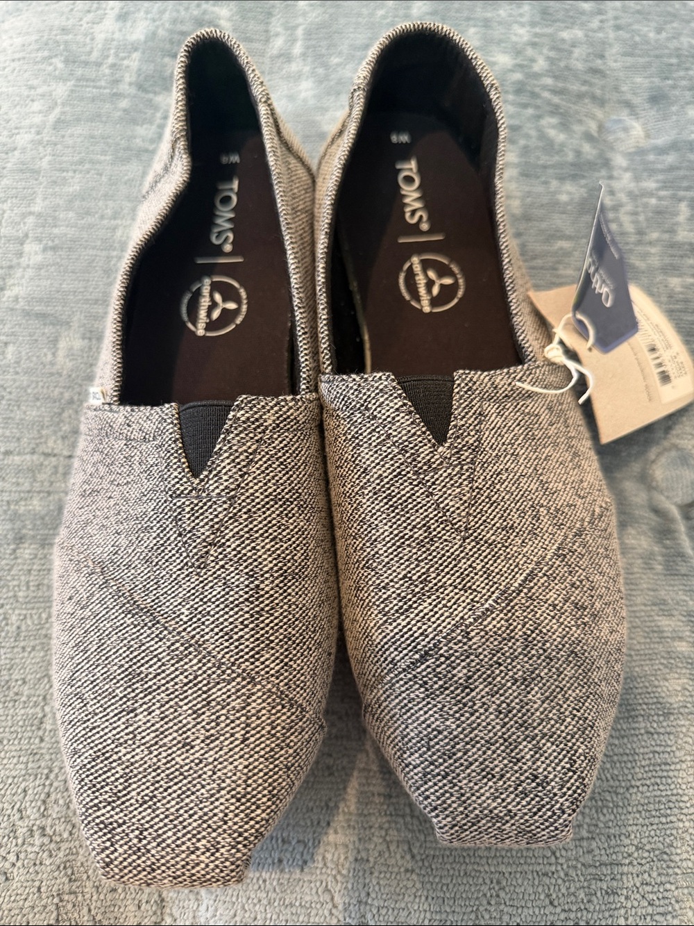 NEW TOMS Alpargata Black Repreve Soft Heathered Knit Slip Ons 8